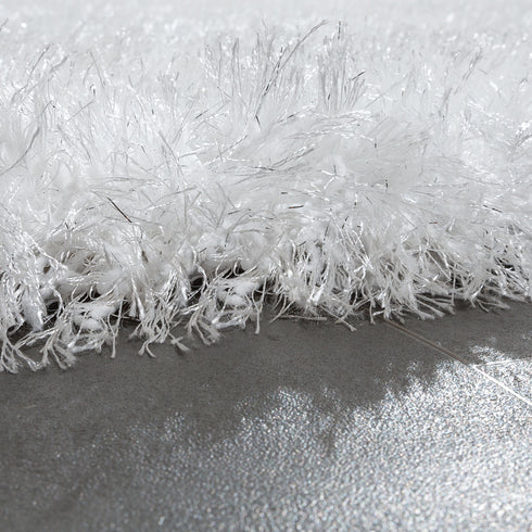 Hochflor Teppich | Flauschiger Hochflor für Wohnzimmer und Schlafzimmer | Weiß